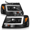 ANZO Projector Headlights w/ Light Bar Black Housing for 2004-2008 Ford  F-150