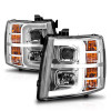 ANZO Projector Headlights w/ Light Bar Chrome Housing for 07-13 Silverado 1500
