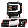 ANZO Projector Headlights w/ Light Bar Black Housing for 2014-2015 Sierra 1500