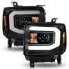 ANZO Projector Headlights w/ Light Bar Black Housing for 2014-2015 Sierra 1500