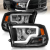 ANZO Crystal Headlights w/ Light Bar Black Housing for 09-18 Dodge Ram 1500