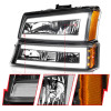ANZO Crystal Headlights w/ Light Bar Black Housing for 03-06 Silverado 1500