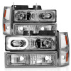 ANZO Crystal Headlights Chrome Housing w/ Signal for 88-98 Chevrolet C1500