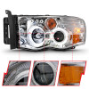 ANZO Projector Headlights w/ Halo Chrome Clear Amber for 02-05 Dodge Ram 1500