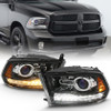 ANZO Projector Switchback H.L Halo Black Amber Headlights for 09-18 Ram 1500