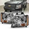 ANZO Crystal Headlight Chrome Amber(OE) for 2007-2014 Chevy Tahoe