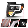 ANZO Projector Light Bar G4 H.L. Black Amber Headlights for 2009-2014 Ford F-150
