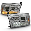 ANZO Projector H.L. Switchback Chrome Amber Headlights for 09-18 Ram 1500