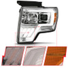 ANZO Projector Light Bar G4 Switchback Chrome Amber Headlights for 09-13 F-150