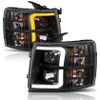 ANZO Plank Style Projector Headlights Black w/ Amber for 07-13 Silverado 1500