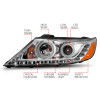 ANZO Projector Headlights w/ Halo Chrome (CCFL) for 2011-2013 Kia Sorento