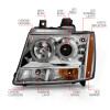 ANZO Projector Headlights w/ Halo Chrome for 2007-2013 Chevrolet Avalanche