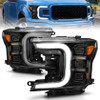 Anzo Full Led Projector Light Bar Headlights Black Amber for 18-20 Ford F-150