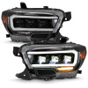 ANZO LED Projector Headlights Plank Style Black w/ Amber for 16-18 Toyota Tacoma