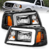 ANZO Crystal Headlights w/ Light Bar Black Housing for 2001-2011 Ford Ranger