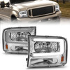 ANZO Crystal Headlights - w/ Light Bar Chrome for 99-04 Ford F250/F350/F450