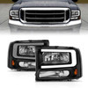 ANZO Crystal Headlights - w/ Light Bar Black for 99-04 Ford F250/F350/F450
