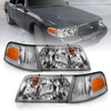 ANZO Crystal Headlight Chrome With Bumper Light (OE) for 98-05 Crown Victoria