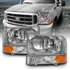ANZO Crystal Headlight w/ Corner Light Chrome Amber for 2000-2004 Ford Excursion