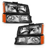 ANZO Crystal Headlight w/ Signal Light Black Amber for 03-06 Chevy Silverado