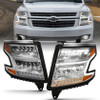 ANZO LED Light Bar Style Headlights Chrome w/Amber for 15-20 Tahoe/Suburban