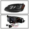 Spyder Projector Headlights DRL LED Blk Stripe Blk for 14-16 Golf VII