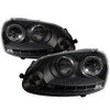 Spyder LED Halo DRL Black Headlights for 06-09 GTI / 06-09 Jetta Halogen Model