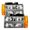 Spyder Xtune Headlights w/ Corner & Parking Lights 8pcs Chrome for 94-99 Yukon