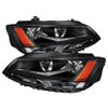Spyder Xtune Amber Crystal Headlights Black for 11-14 Volkswagen Jetta