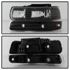 Xtune Amber Crystal Headlights w/ Bumper Lights Black for 00-06 Chevy TahOE