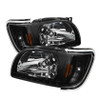 Spyder Xtune 1 Piece w/ Chrome Trim Crystal Headlights Black for 01-04 Tacoma