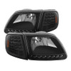 Xtune Crystal Headlights w/ Clear LED Corners Black for 97-03 Ford F150