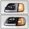 Xtune Crystal Headlights w/ Clear LED Corners Black for 97-03 Ford F150