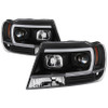 Spyder Projector Headlights - Light Bar DRL LED - Black for 99-04 Grand Cherokee