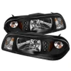 Spyder 1PC LED Crystal Headlights Black for 87-93 Ford Mustang