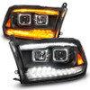 ANZO Projector Headlights Sequential - Black Amber for 09-18 Ram