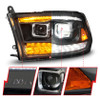 ANZO LED Projector Headlights w/Switchback Light Bar - Black for 09-18 Ram