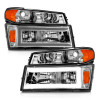 ANZO Crystal Headlights w/ Light Bar Chrome 4pcs for 04-12 Colorado / Canyon