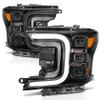 Anzo Full Led Projector Smoke Bar Headlights Black Amber for 18-20 Ford F-150