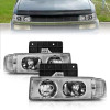 ANZO Crystal Headlights Chrome 1pc for 1995-2005 Chevrolet Astro Van