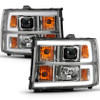 ANZO Projector Headlight Chrome w/ Clear Lens Amber for 07-13 Sierra 1500