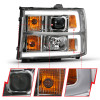 ANZO Projector Headlight Chrome w/ Clear Lens Amber for 07-13 Sierra 1500