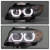 Spyder V2 Headlights - HID Only - Black for 06-08 BMW E90 3-Series 4DR