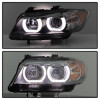 Spyder V2 Headlights - HID Only - Black for 06-08 BMW E90 3-Series 4DR
