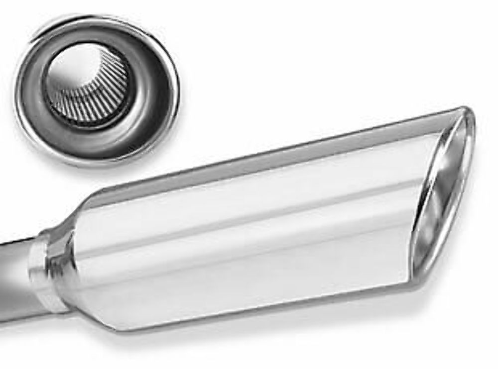 Borla 2.25in Inlet 4in Round Rolled Angle Cut Resonated x 13in Long Exhaust Tip