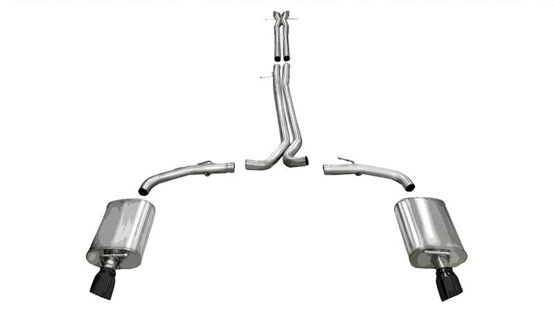 Corsa 2.5" Dual Rear Exit Sport Black Tip Exhaust for 10-18 Taurus Sho