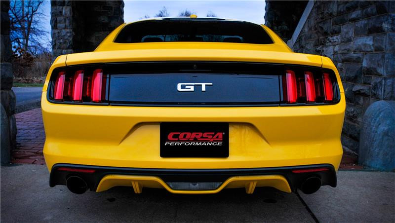 Corsa 3" Dual Rear Exit Xtreme Sound Level Blk Tip Exhaust for 15-17 Mustang GT