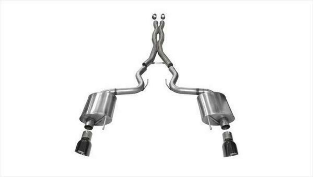 Corsa 3" Dual Rear Exit Sport Black Tip Exhaust for 15-17 Mustang GT