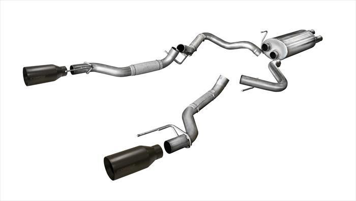 Corsa 3" Dual Rear Exit Black Tip Sport Exhaust for 17-19 Raptor Ecoboost