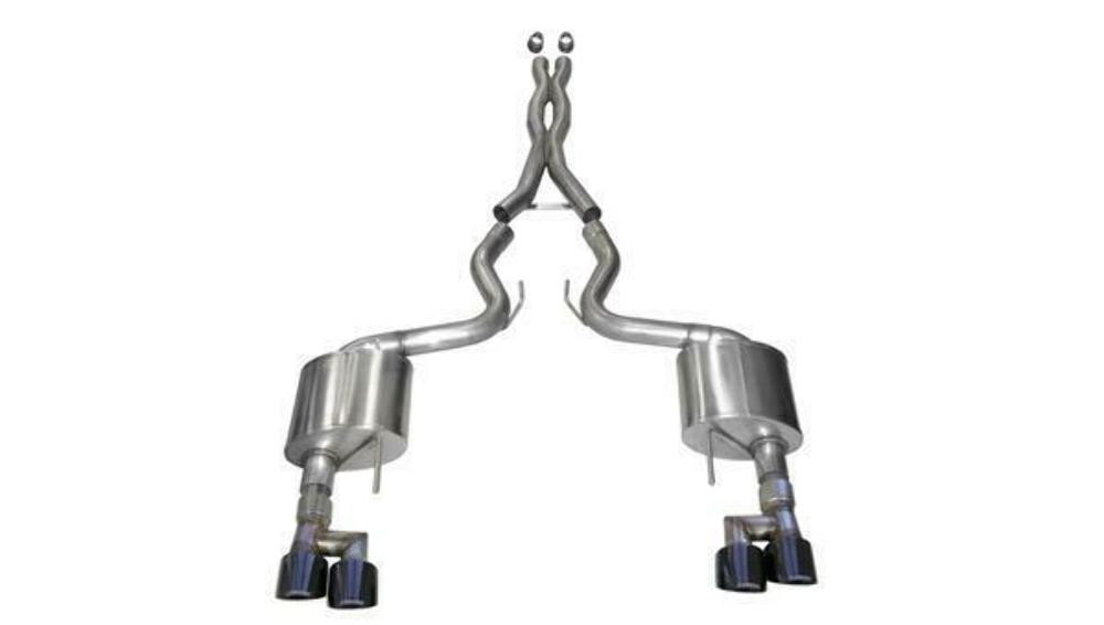 Corsa 3" Dual Rear Exit Sport Black Tip Exhaust for 18-19 Mustang GT